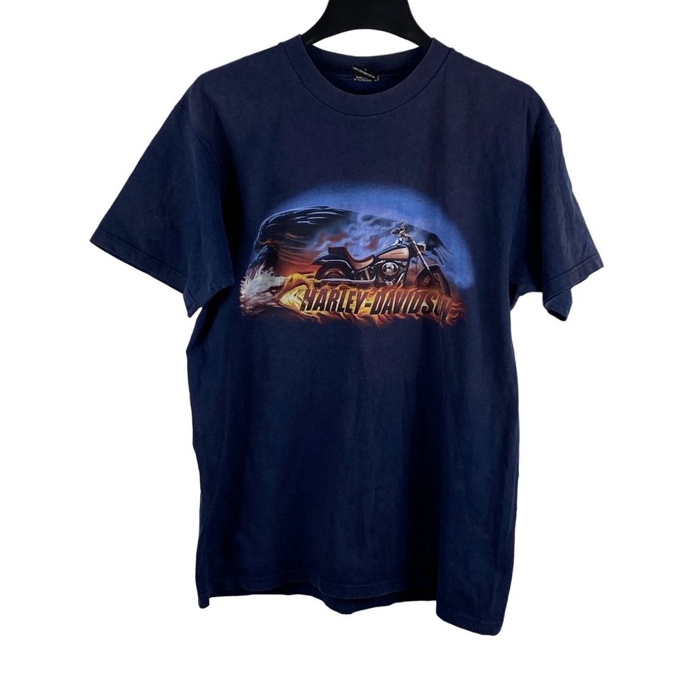 Vintage Harley Davidson Tramontin Hope, NJ Tee Shirt Blue Large Men's B404